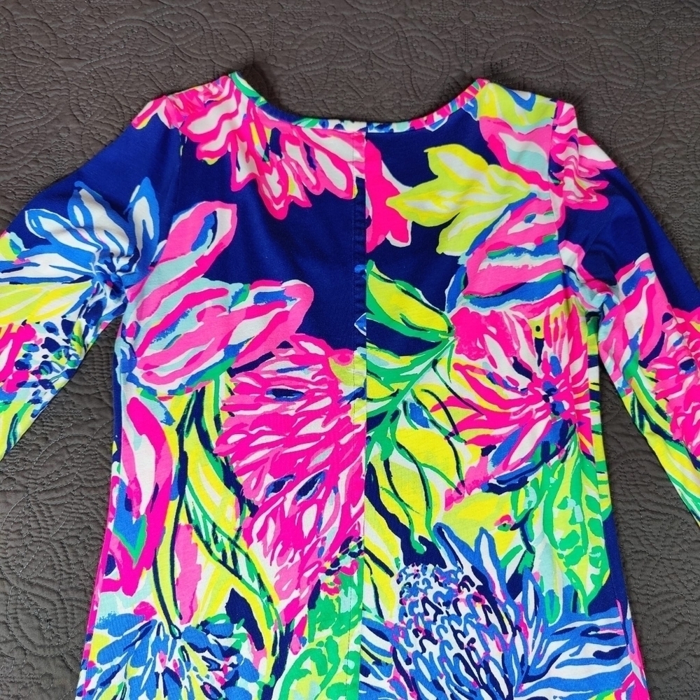 Lilly Pulitzer Kenzie Dress Resort Navy Travelers Palm Multicolor Women's Small - Picture 5 of 15